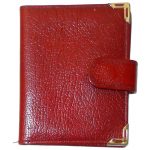Red grained leather card holder