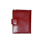 Red grained leather card holder