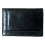 Black leather trifold wallet, made in France