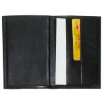 Black leather trifold wallet, made in France