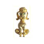 Gold tone metal poodle brooch with crystal eyes