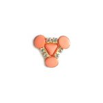 Orange plastic and clear stone brooch