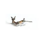 Leaping antelope marcasite and enamel brooch