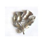 Marcasite and enamel thistle brooch