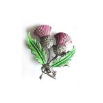 Marcasite and enamel thistle brooch
