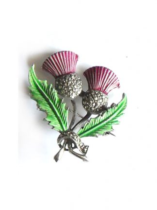 Marcasite and enamel thistle brooch