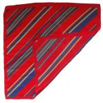 Dark red silk pocket square with stripe design