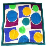 Brightly coloured circle design silk scarf