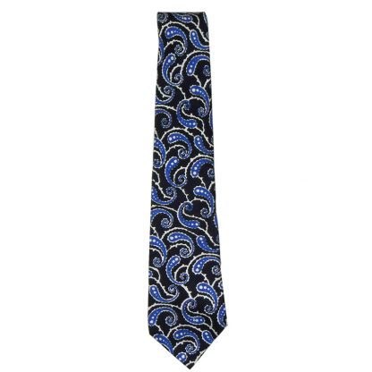 Turnbull and Asser blue and white paisley design silk tie