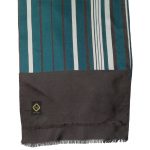 Striped long silk scarf in green and brown