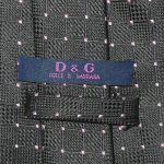 D&G Black textured silk tie with pink detail