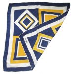 Caruso Italy silk scarf in dark blue, gold and cream design