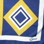 Caruso Italy silk scarf in dark blue, gold and cream design