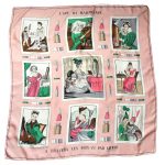 Kolmar Europe promotional silk scarf depicting make-up through the ages