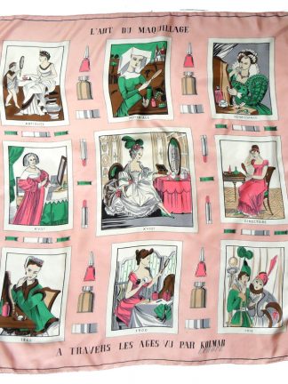 Kolmar Europe promotional silk scarf depicting make-up through the ages