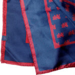 Michelsons British Lion design in red on blue background silk scarf
