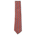 Austin Reed red background silk tie with a design of a blue racing car