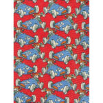 Austin Reed red background silk tie with a design of a blue racing car