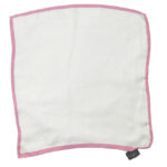 White silk pocket square with a pink edge