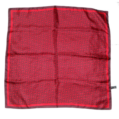 DKNY logo repeat silk square in a maroon and dark red colourway
