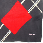 Fiorio block colour design on a black background silk scarf