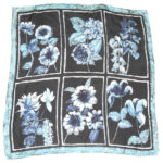 Jean Dessès Paris blue flower design silk scarf