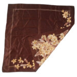 Vera dark brown silk scarf with a floral design in shades of brown