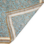 Light blue and brown paisley design silk square with a btown and cream border