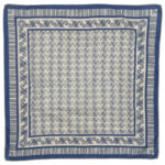 Blue and cream design cotton square with hand rolled edges