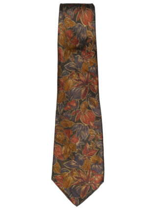 John Harmer Autumn leaves and fruit design silk tie in shadesof brown