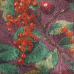 Fruit design of cherries, pearks and berries on a on a burgundy background silk tie