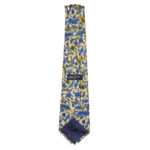 Liberty of London silk tie with a design of blue and yellow birds of Paradise and flowers on a pale yellow background