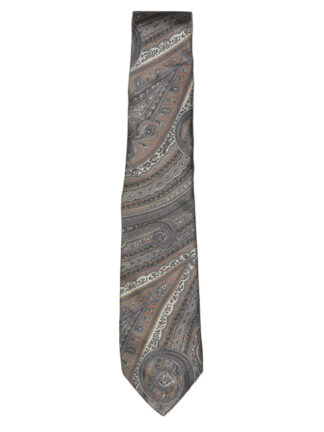 Liberty of London silk tie with a design in shades of brown and cream