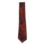 Liberty silk tie with a large paisley design in in brown, blue and yellow