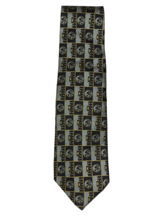 Bugatti , Italy,silk tie with a blue and gold design