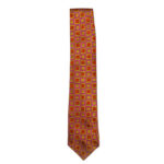 Ozwald Boatend pink orange and gold design textured silk tie