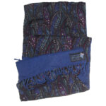 Long cashmere lambswool mix scarf plain dark blue one side maroon dark blue and white design the other