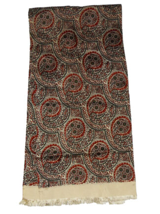 Vintage long rayon acetate scarf with a detailed design on a pale gold background