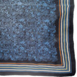 Blue floral rolled edge silk scarf