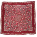Maroon paisley and flower design scarf with rolled edges