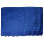 Louis Vuitton blue wool shawl with the LV logo repeated