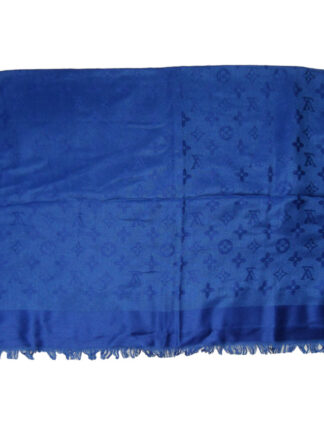 Louis Vuitton blue wool shawl with the LV logo repeated