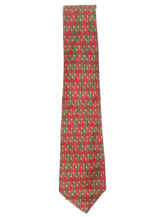 W and H Gidden boot design on a red background silk tie