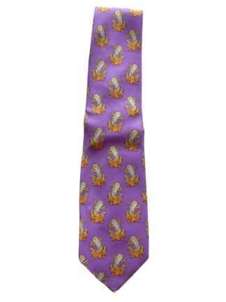 La Noblesse du Temps Image d'une sculkpture de Salvador Dali design silk tie on a bright nauve background