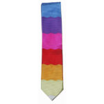 Duchamp multi colour horizontal wavy stripe design silk tie