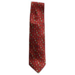 Cattani, Milano Italy, dark red background silk tie with a design of animals, birds and trees