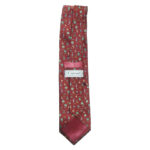 Cattani, Milano Italy, dark red background silk tie with a design of animals, birds and trees
