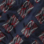 Christian Dior Monsieur dark blue background silk tie with a red, dark blue and grey design