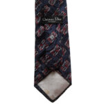 Christian Dior Monsieur dark blue background silk tie with a red, dark blue and grey design