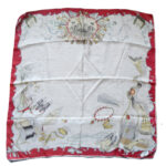 Opera theme design silk scarf with a red border